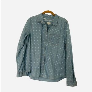 Madewell Blue Cotton shirt with white polka dots Medium